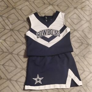 Girls Youth Navy/White Dallas Cowboys Cheer High V-Neck T-Shirt and Skirt Set